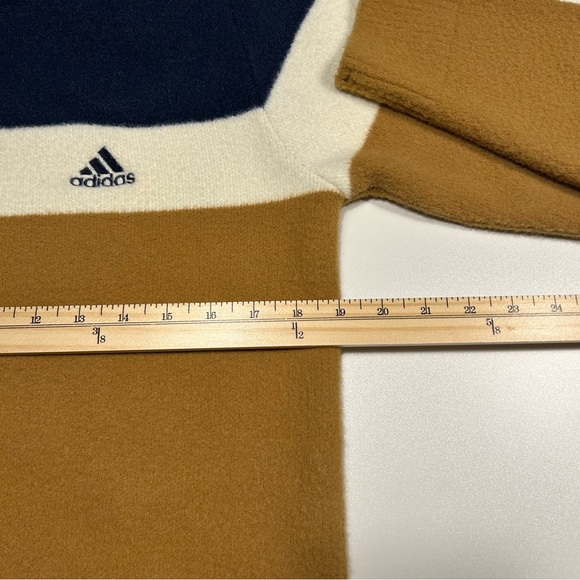Vintage Adidas Y2K Colorblock Crewneck Knit Sweater Navy Blue Yellow Size Large - Picture 4 of 5